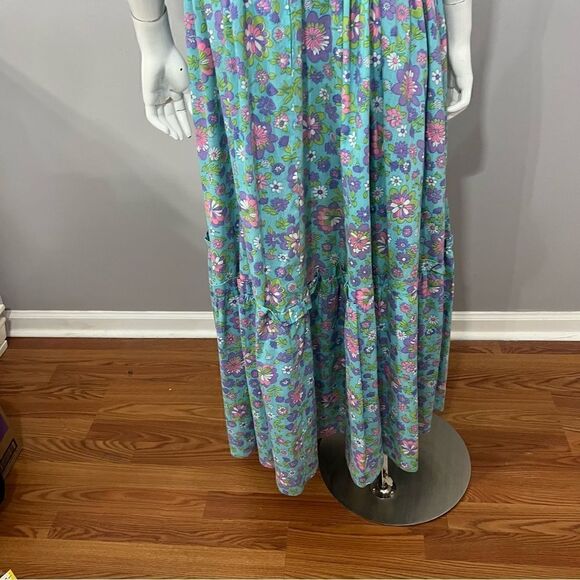 ‎RARE 70's cottagecore hand made blue floral dress - M - Picture 11 of 13
